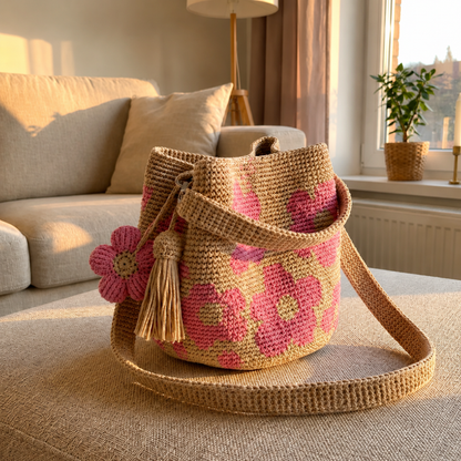 Bolso de flores tejido