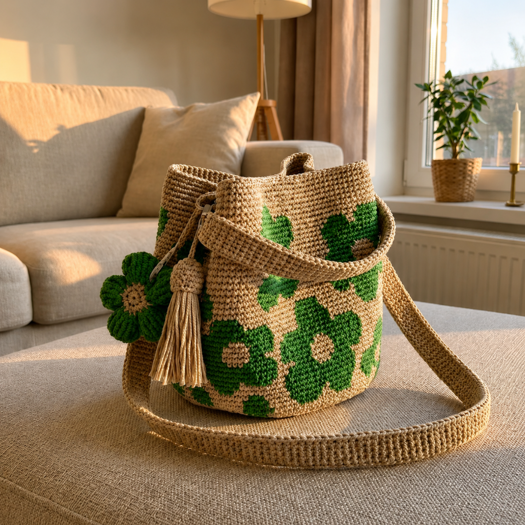 Bolso de flores tejido
