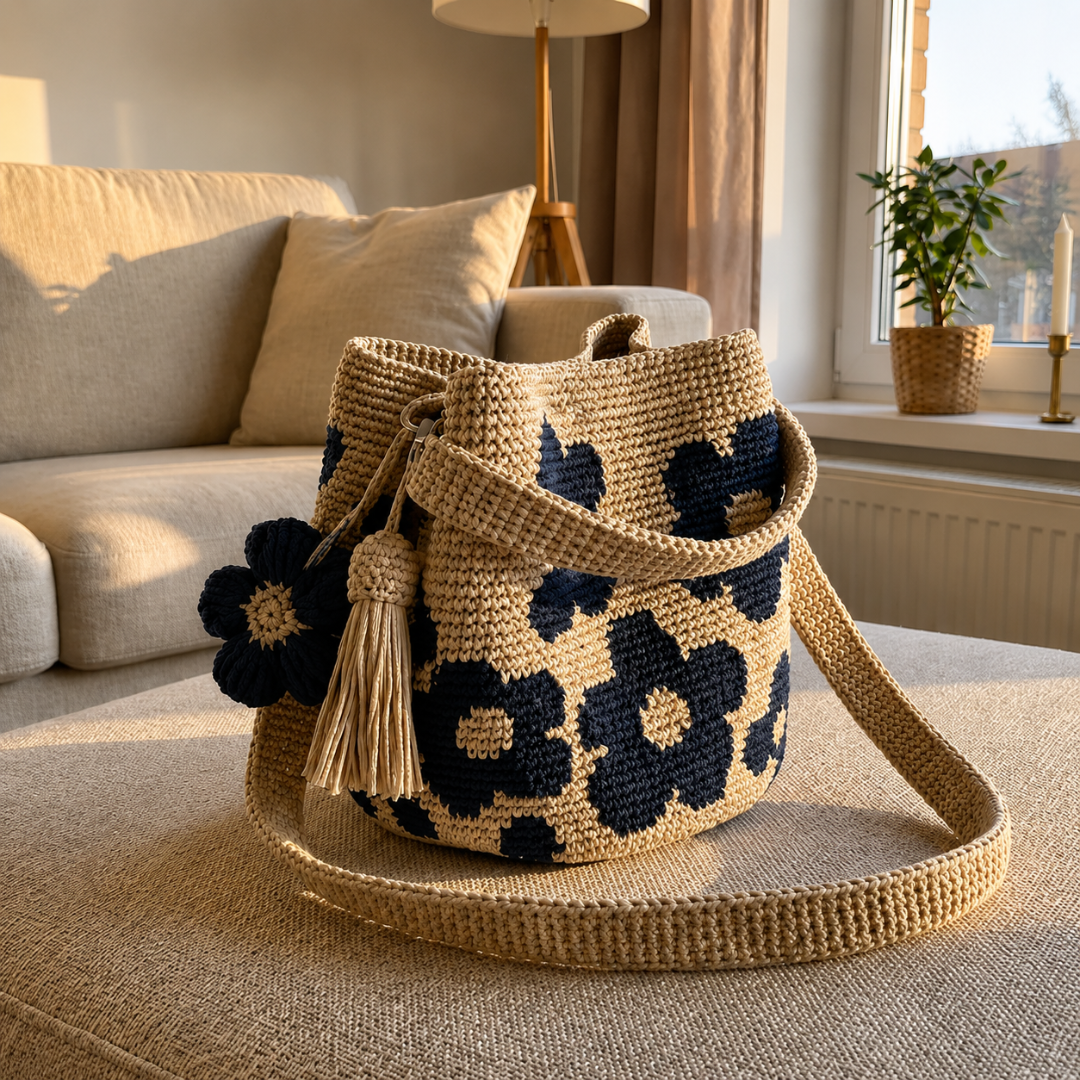 Bolso de flores tejido
