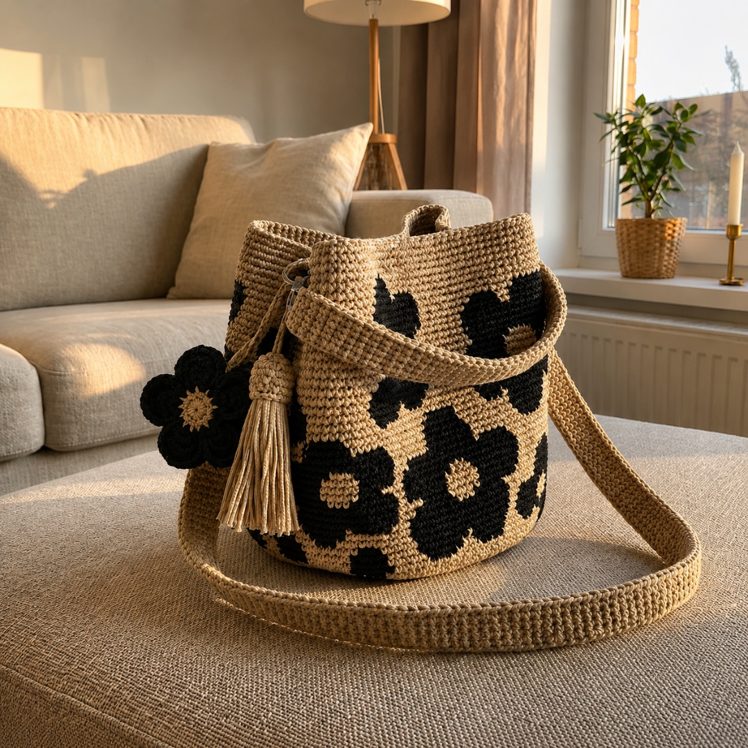 Bolso de flores tejido